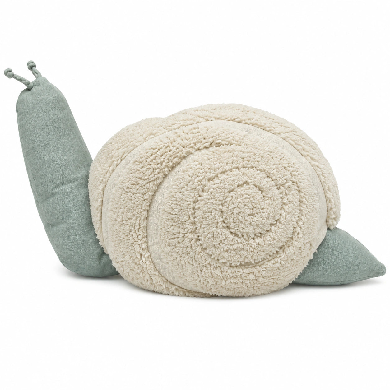 Puf Redondo Mr. Snail en Algodón Azul y Vintage - Ideal para Dormitorios y Salas de Juegos