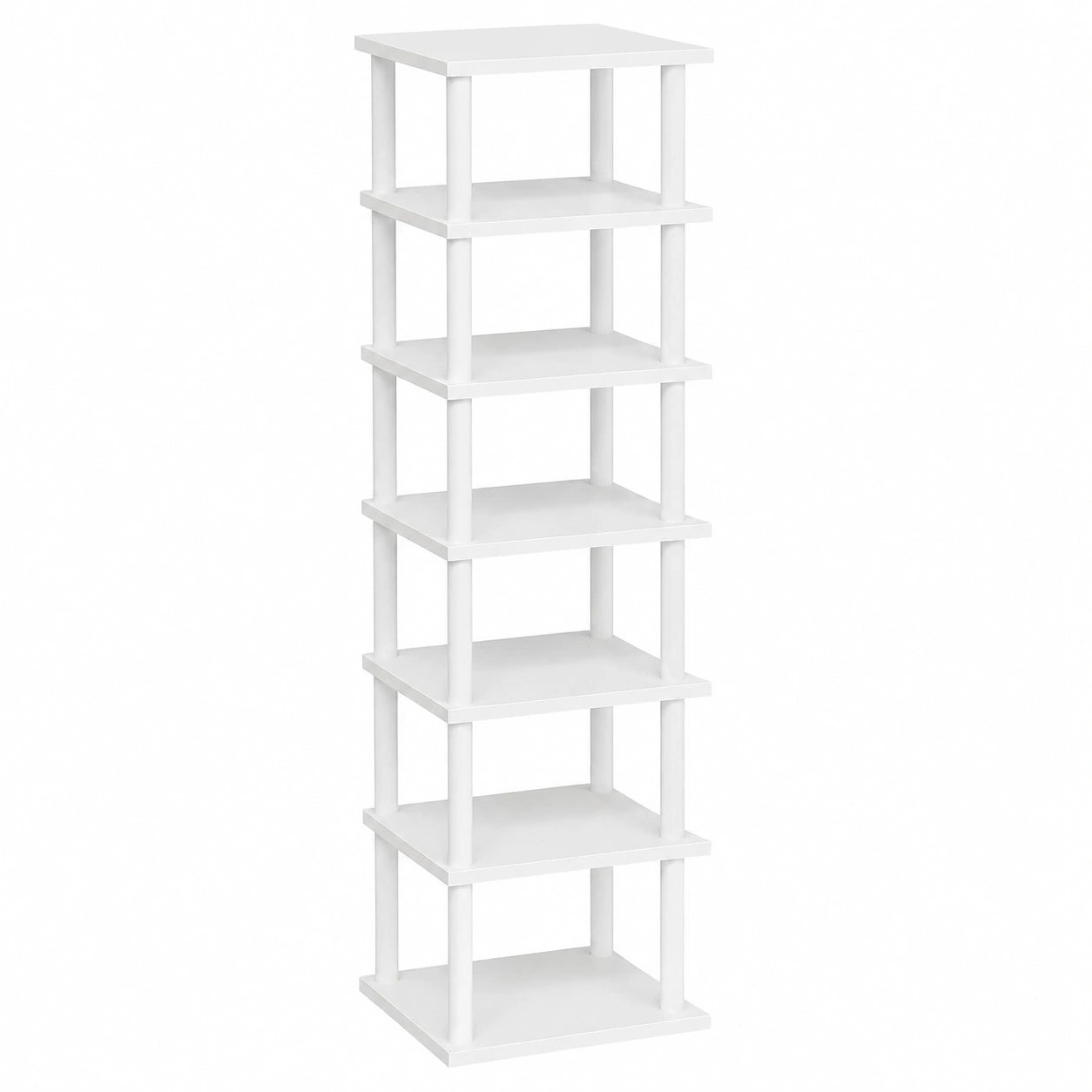 Estantería Vertical de 8 Niveles para Zapatos, Organizador Vintage para Espacios Reducidos, Ideal para la Entrada, Blanco