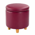 Puf Redondo con Almacenamiento de Cuero, Banco otomano con Bisagra para Juguetes, Organizador de 42 cm, Color A