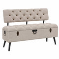 Banco de Almacenaje Crema con Respaldo y Asiento 110 cm - Entrada, Dormitorio