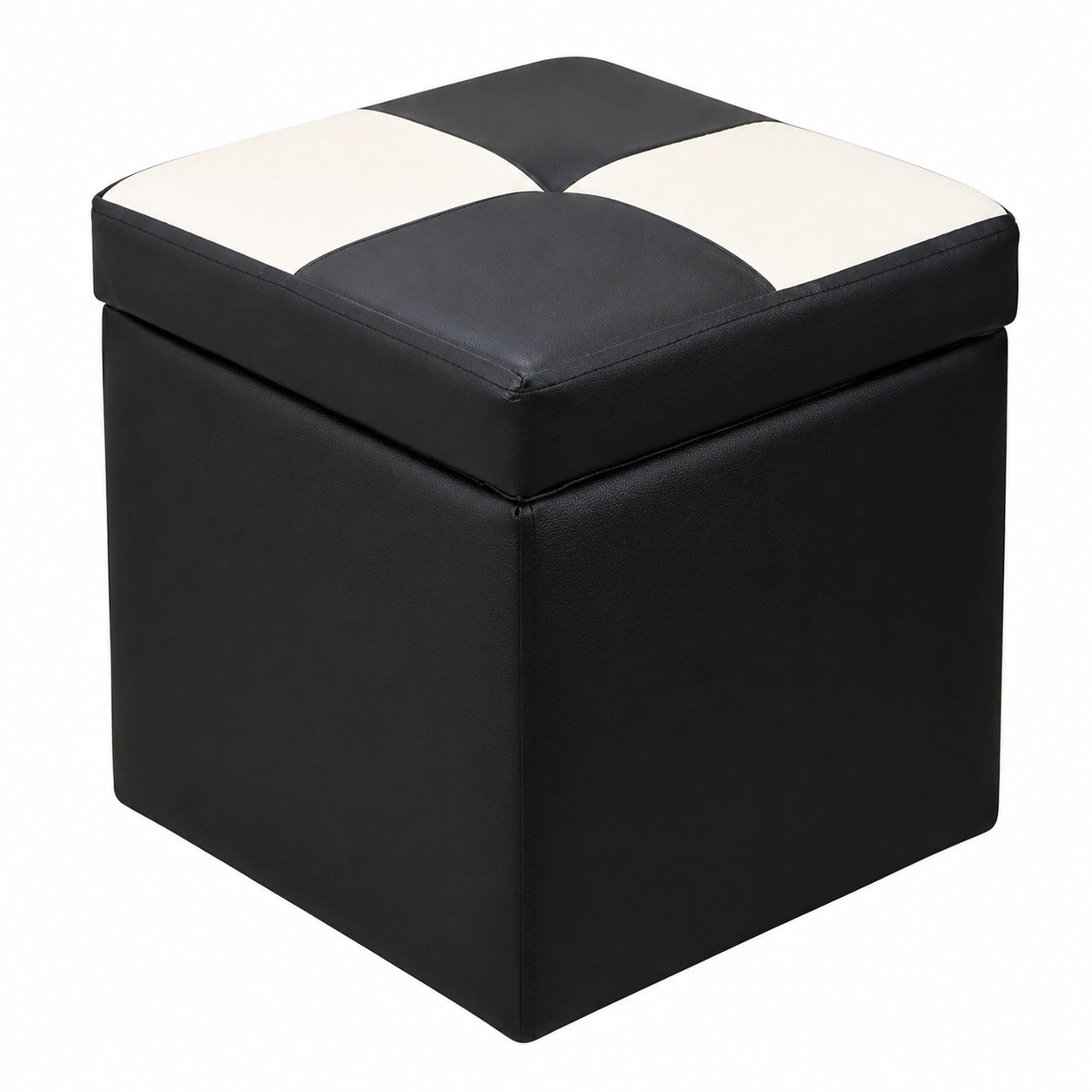 Taburete de Almacenamiento en Cuero Sintético con Asiento Acolchado y Bisagra