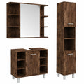 Conjunto de Muebles de Baño 3 Piezas Madera Contrachapada Roble Oscuro