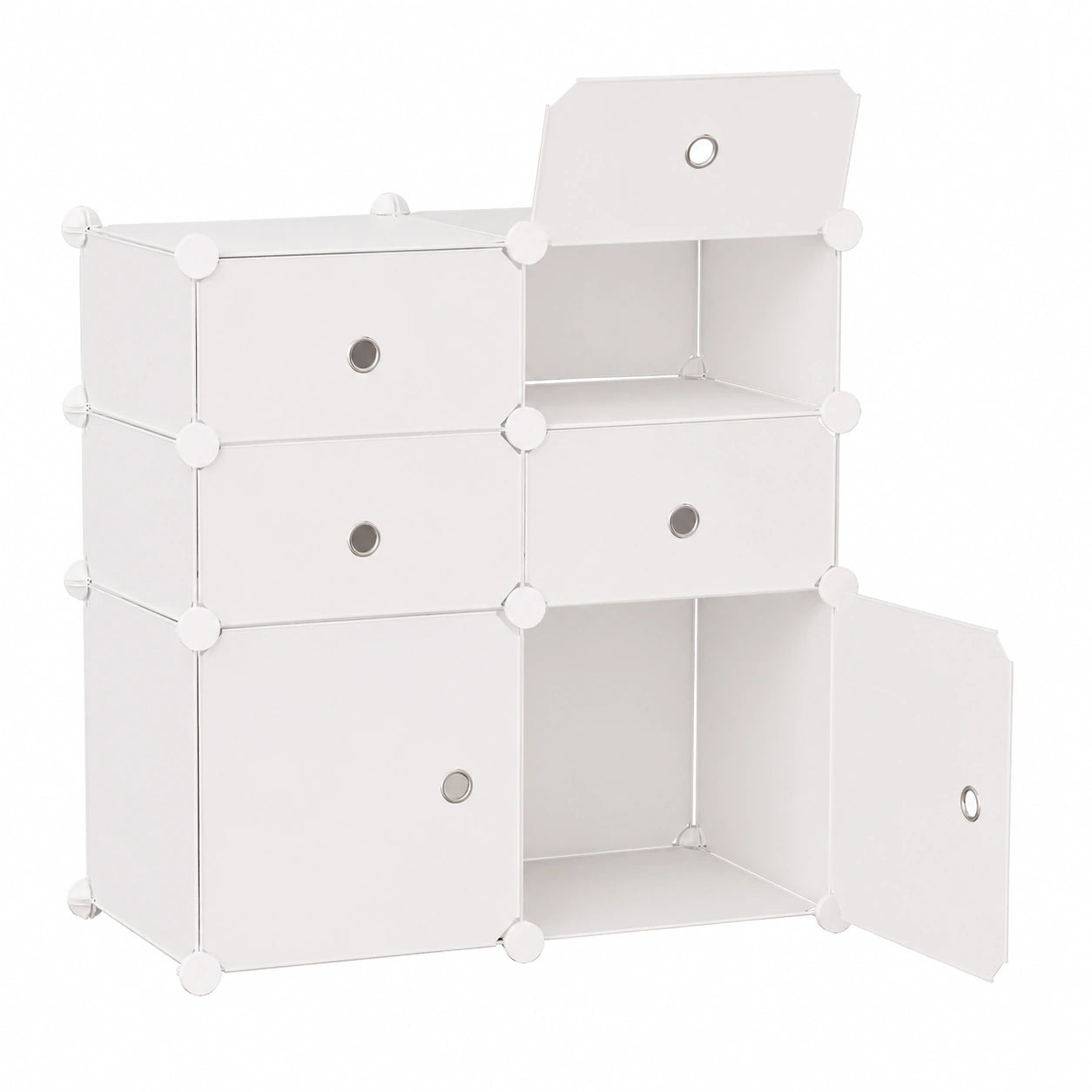 Armario Modular de Plástico 6 Cubos con Estantes y Zapatero