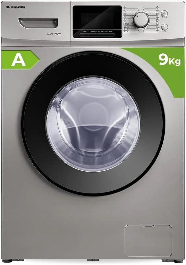 Lavadora Aspes 9 Kg Carga Frontal Inverter Inox 1400 rpm, 16 Programas, Eco-logic