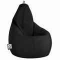 HAPPERS Sillón Puff Ergonómico para Sala y Dormitorio | Polipiel Duradera | Asiento Relax para Niños y Jóvenes | Ideal para Lectura y Juego | Negro XXL 135x90