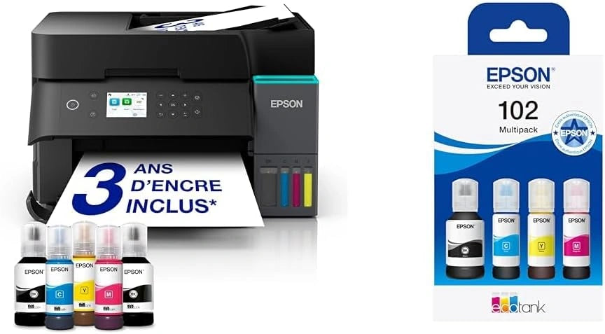 Paquete Epson EcoTank ET-3950 Impresora Multifunci¨®n A4 + Tintas Originales Serie 102