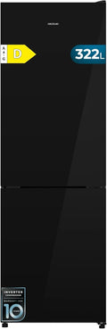 Cecotec Frigor¨ªfico Combi 322L Black Glass, Multi Airflow, HumidityFlex, Interior LED