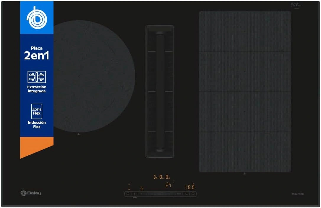Placa de inducci¨®n Balay 80 cm con extractor integrado y Flex Inducci¨®n