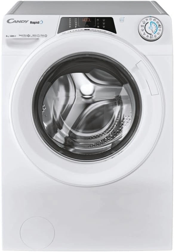 Lavadora Candy 8 kg, Clase A, 1400 RPM, Blanca