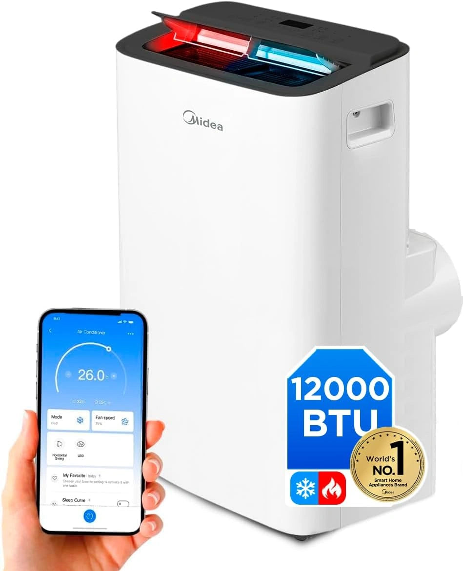 Aire Acondicionado Port¨¢til MIDEA 12000 BTU Fr¨ªo y Calor - Climatizador Silencioso con Bomba de Calor y Control Remoto
