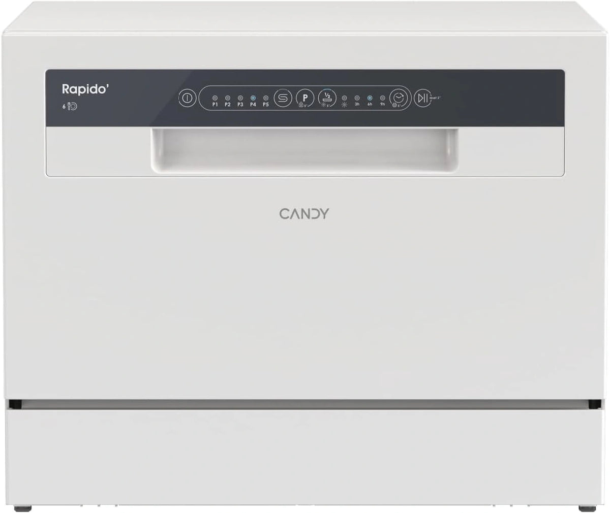 Lavavajillas Compacto Candy CP 6E51LW, 6 Servicios, 5 Programas, Blanco