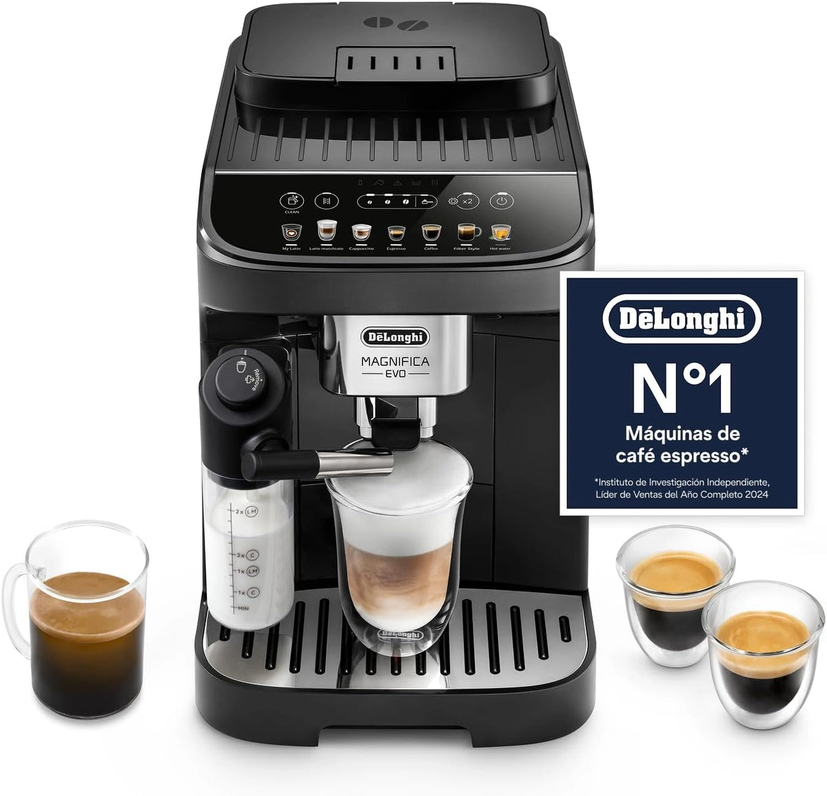 Cafetera Autom¨¢tica De'Longhi Magnifica Evo con LatteCrema, 7 Recetas, Negra