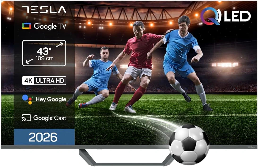 Televisor Inteligente QLED de 43" Full HD con Google TV y Asistente de Google - Audio Dolby, HDR, WiFi, Bluetooth, Chromecast, 3 Puertos HDMI, DVB-T2/S2/C, Negro