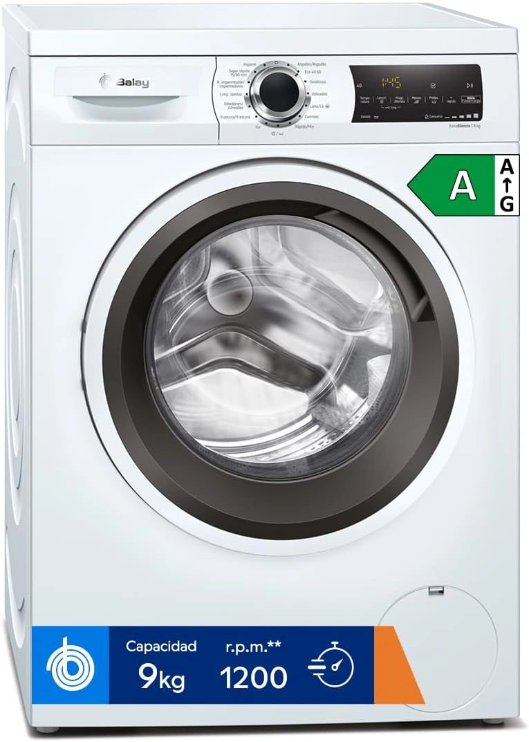 Balay Lavadora 9 kg, Instalaci¨®n Libre, Programas R¨¢pidos, Blanco, 3TS993BP