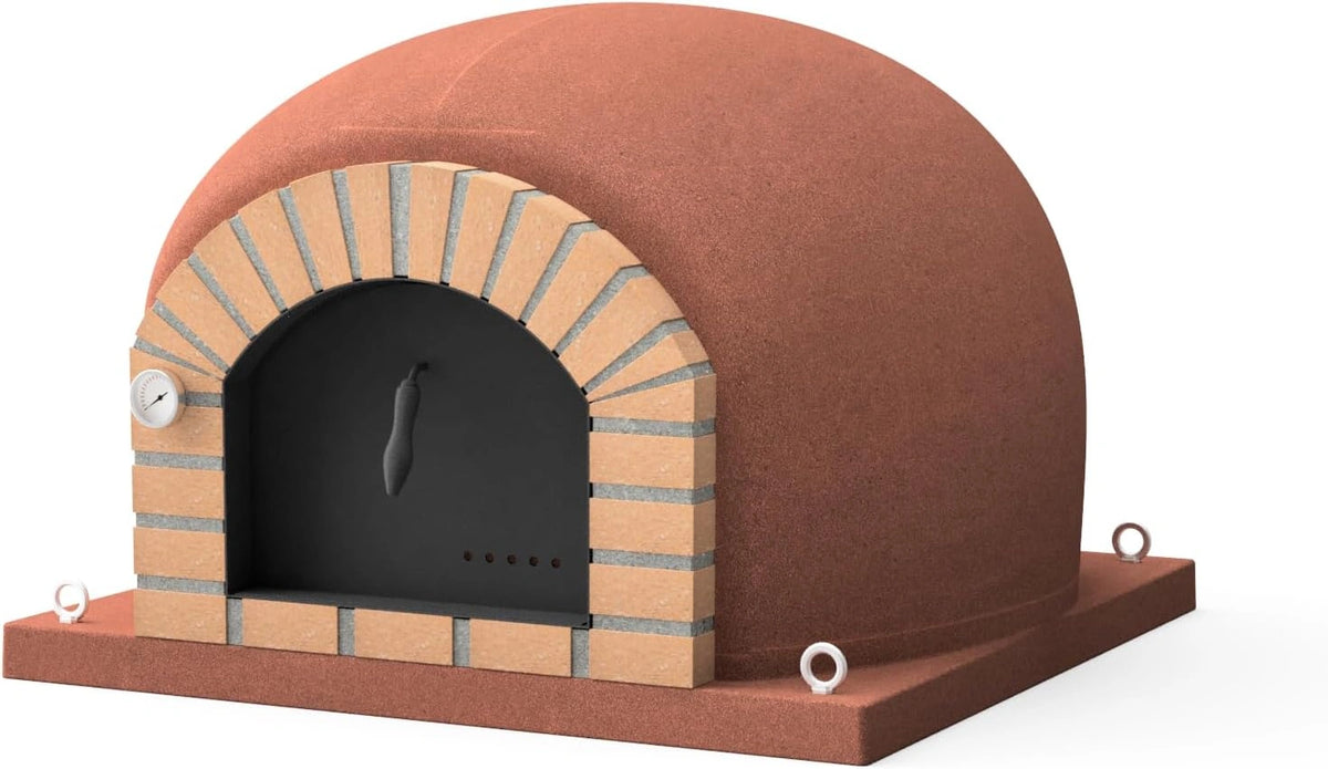 MOVELAR - Horno Exterior de Le?a STROMBOLI Rojo 100x100x77 cm, Aislado y Tradicional