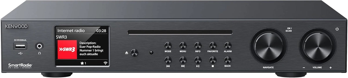 Receptor Hi-Fi Kenwood con Radio DAB+, WiFi y Bluetooth, USB y Spotify, Reproductor de CD y Ecualizador | Pantalla TFT de 3,2"