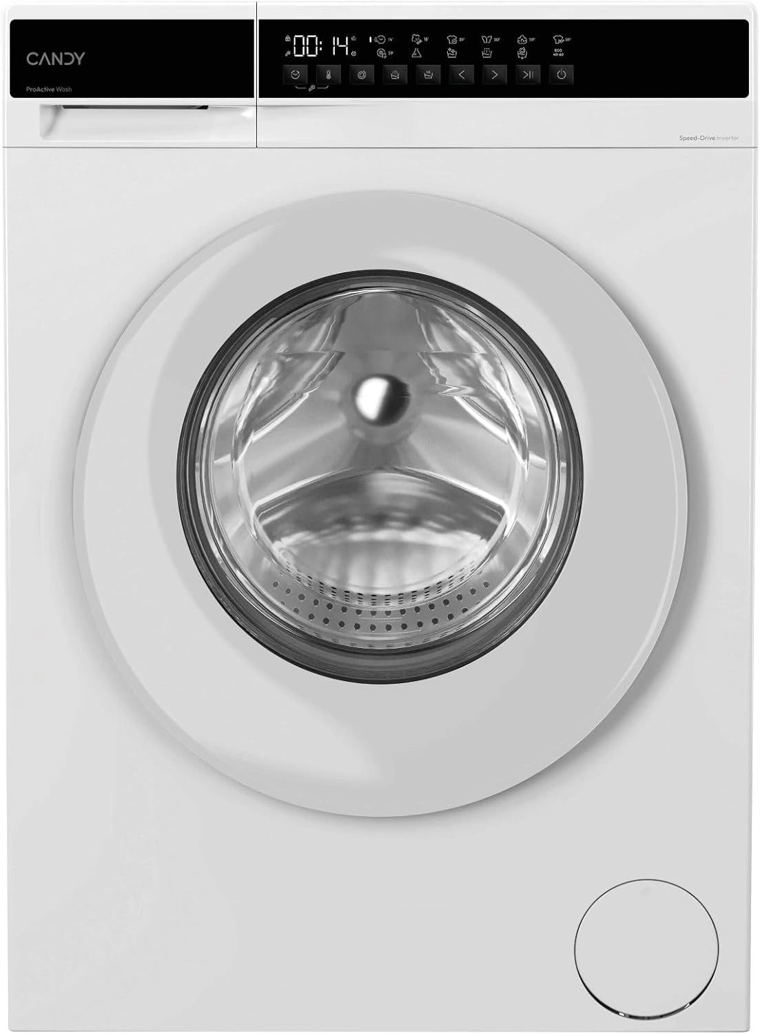 Lavadora Candy ProWash 100 EY 2108-S, 10 KG, 1200 RPM, Pantalla Digital, 12 Programas, Motor Inverter, Inicio Diferido, Bloqueo Infantil, Smart Spray, Silenciosa, Blanca
