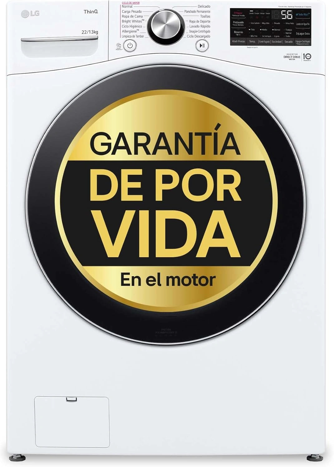 Lavadora LG 20Kg Serie XXL, AI Direct Drive, TurboWash 360¡ã, 1000rpm, 14 Programas, Blanca