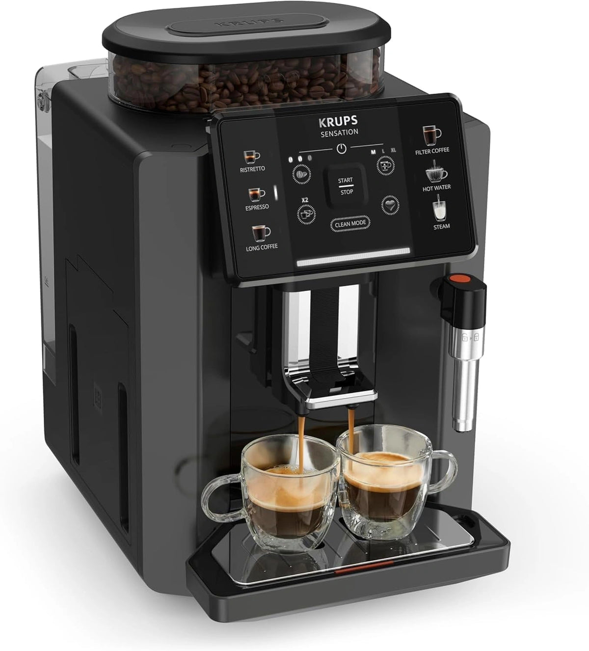 Krups C50 Cafetera Autom¨¢tica, 1450W, 5 Bebidas Personalizables, mantenimiento Sencillo, Limpieza C¨®moda
