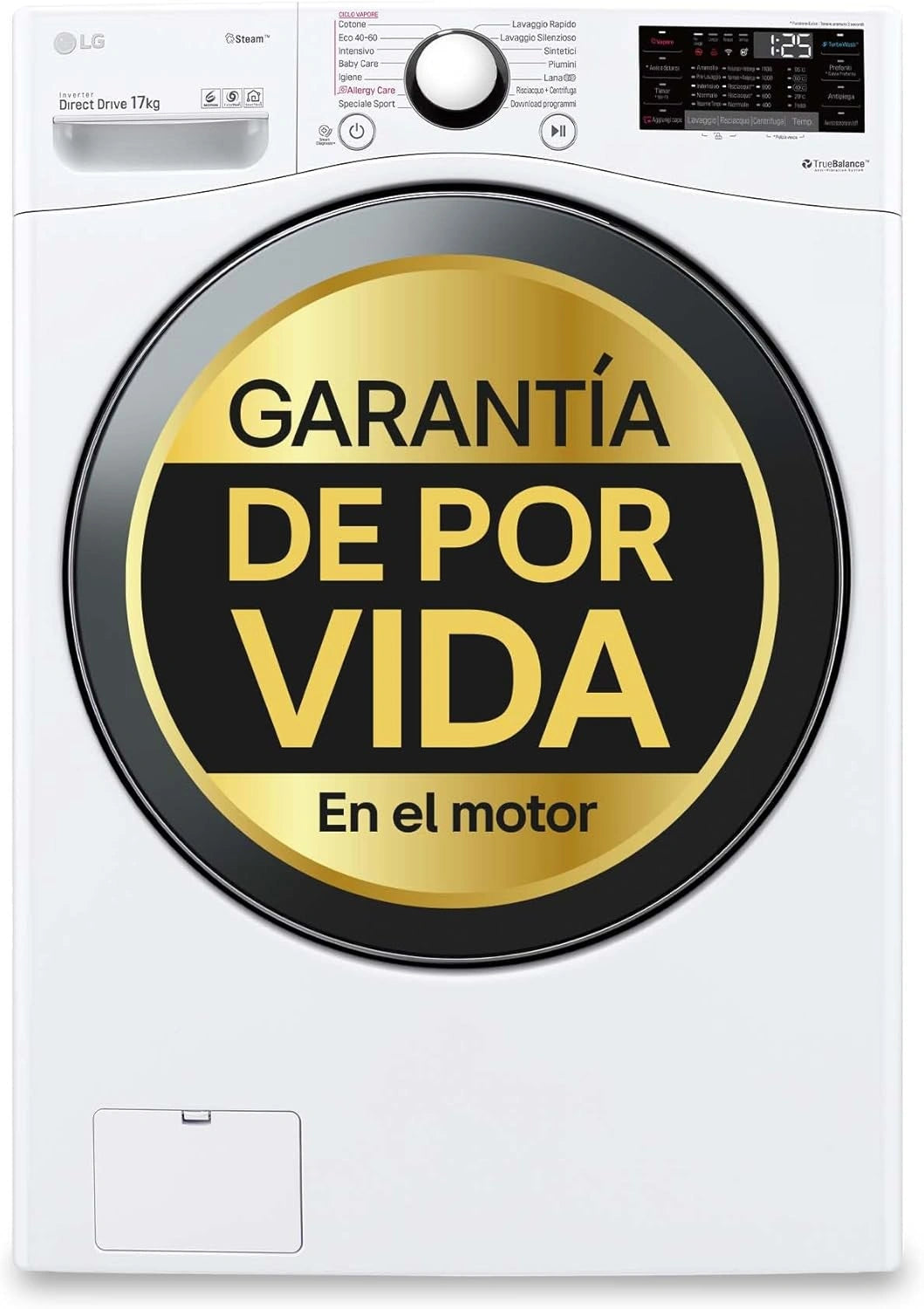 Lavadora Inteligente LG 17kg, TurboWash 360o, 6 Motion, 1100rpm, Carga Frontal, Blanca