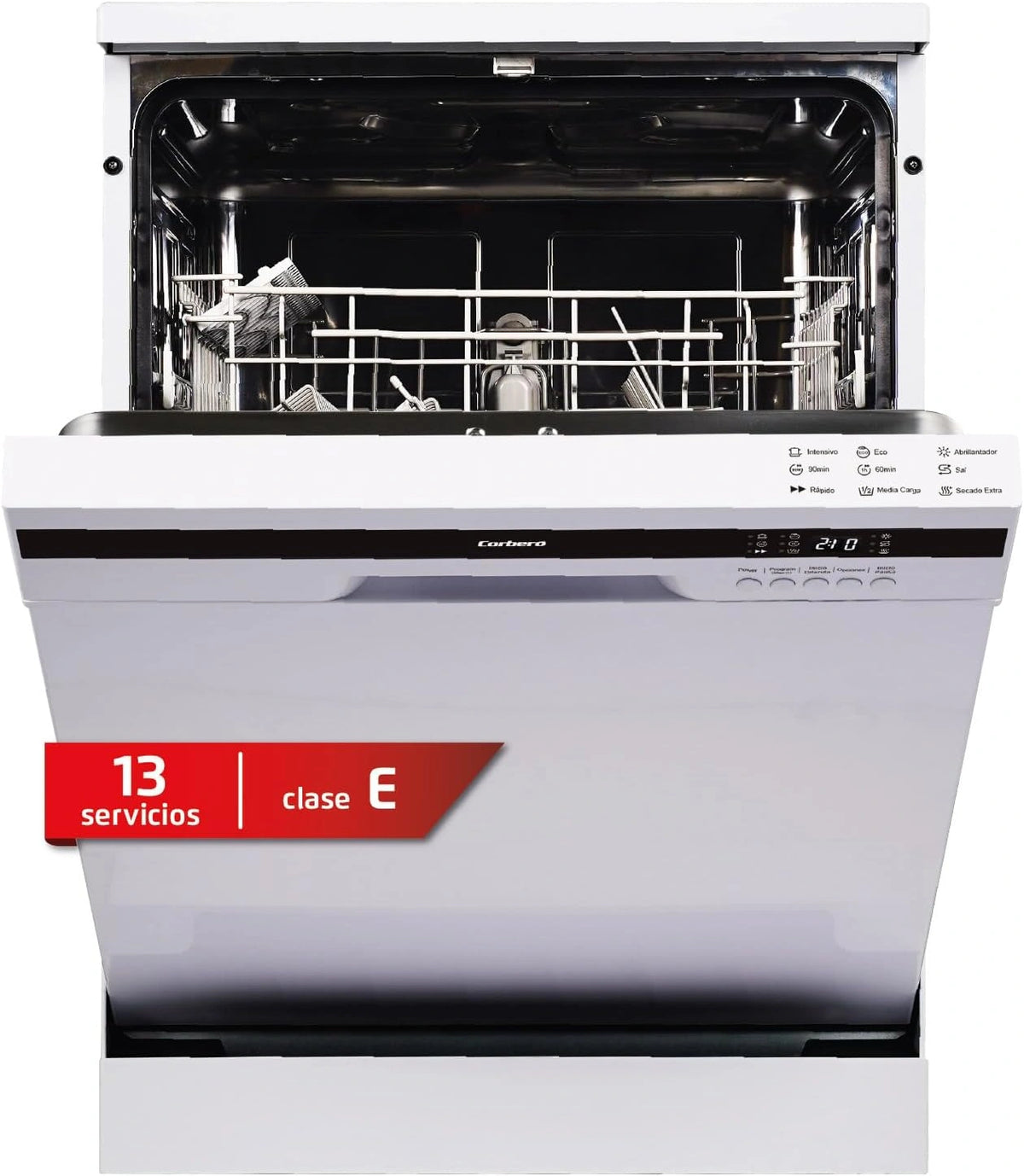 Lavavajillas Corber¨® 60cm Blanco - 13 Cubiertos, 5 Programas, Display LED, Secado Extra