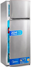 Frigor¨ªfico Midea 204L Doble Puerta, Bajo Consumo, Inoxidable, Luz LED