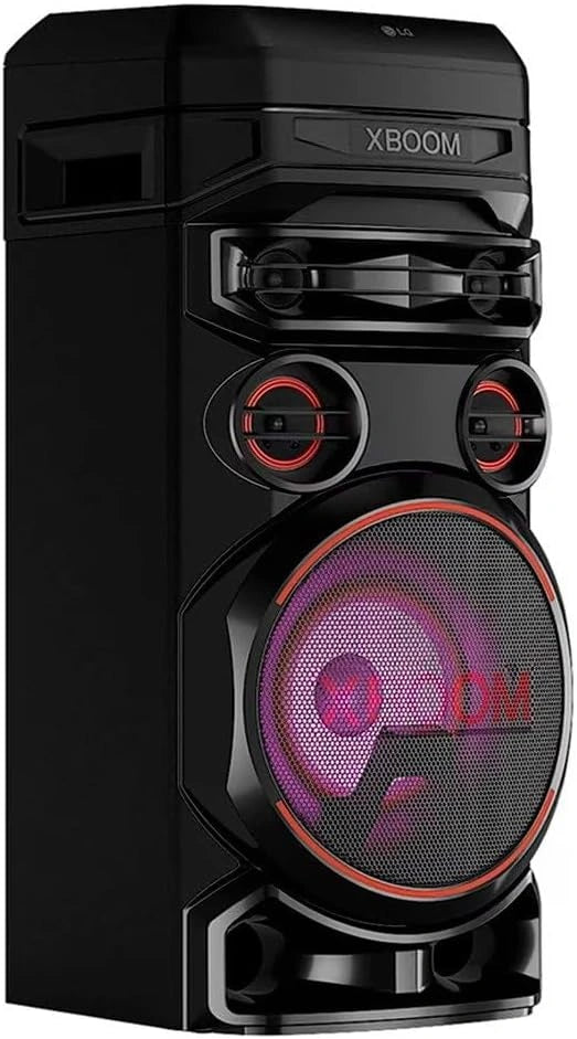 LG XBOOM RNC7 - Altavoz Bluetooth de Alta Potencia, USB, Funciones DJ y Karaoke, Luces LED, Conectividad Completa, 5 Altavoces, Negro
