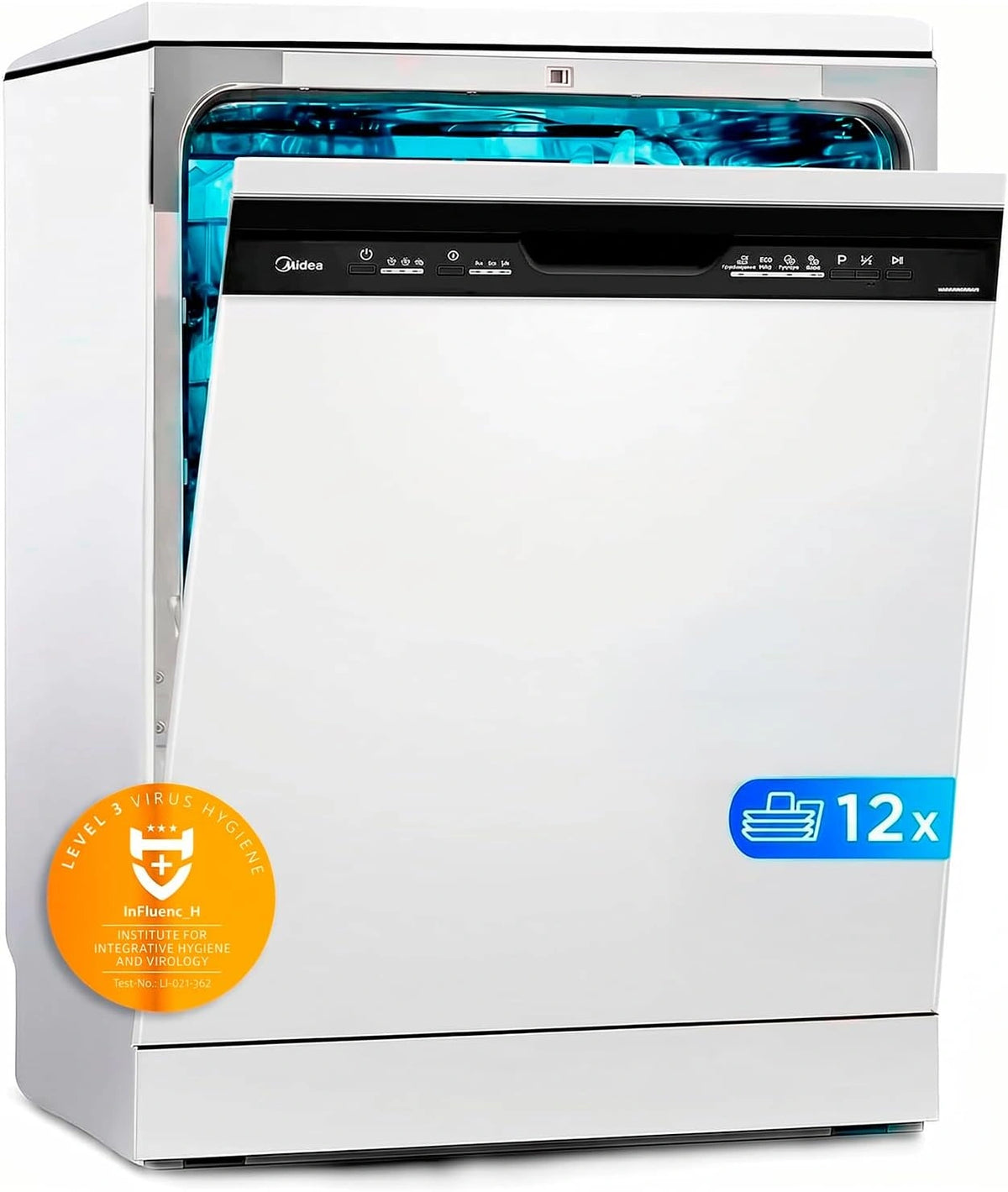 Lavavajillas Midea 60 cm, 12 servicios, Blanco, 4 Programas, Libre Instalaci¨®n