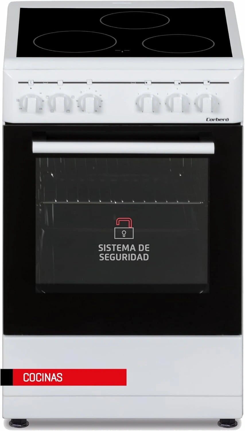 Cocina El¨¦ctrica Corber¨® con Vitrocer¨¢mica de 3 Zonas y Horno 48L