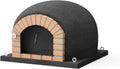 Horno de Le?a para Exterior Stromboli Negro 100x100x77 cm, Aislado con Mantas Cer¨¢micas