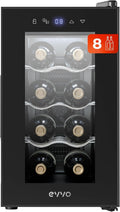 Vinoteca Compacta EVVO VT8 para 8 Botellas, Enfriador Silencioso con Control T¨¢ctil y Luz LED, Temperatura Ajustable 8-18oC