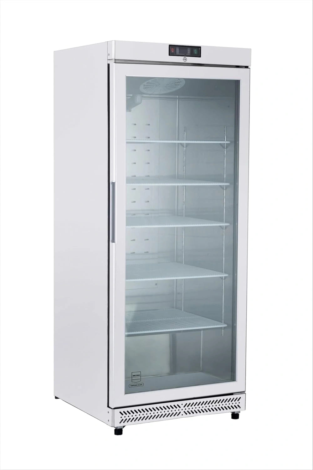 Refrigerador Vertical con Puerta de Cristal y Cerradura, 380L, Blanco, 5 Estantes