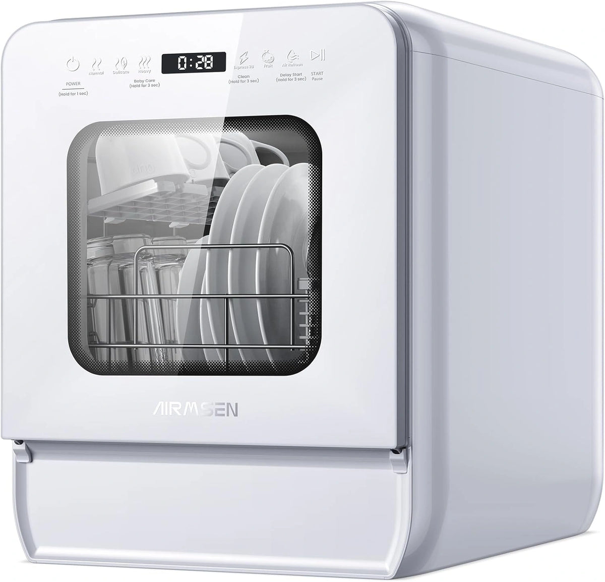 Lavavajillas Compacto AIRMSEN de Encimera con Tanque 5L, 9 Programas, Dise?o Estrecho y Rociado 360¡ã