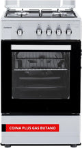Cocina de Gas Butano Corber¨® | 50cm | 4 Quemadores | Horno 43L con Puerta Doble de Cristal | Tapa Met¨¢lica | Bandeja y Parrilla Cromada | Desconexi¨®n Autom¨¢tica de Seguridad | Acero Inoxidable
