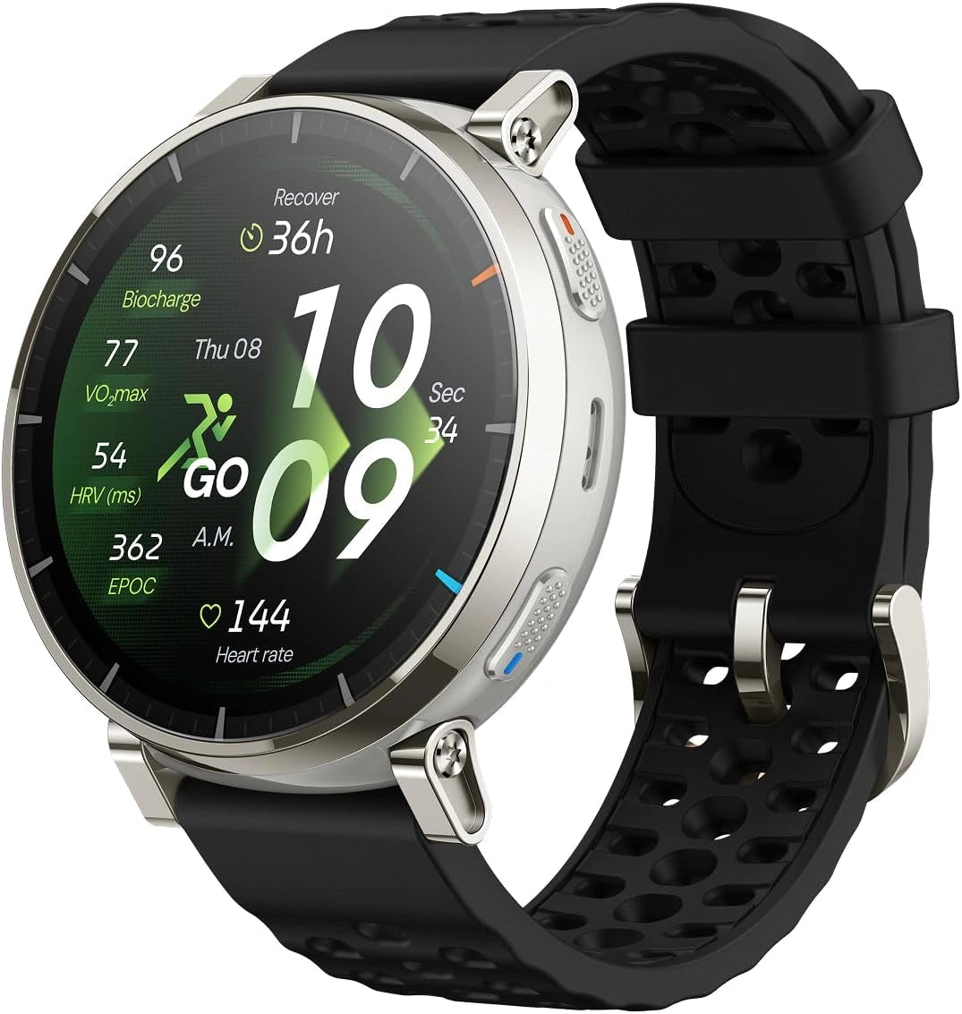 Amazfit Active 3 Premium Smartwatch con GPS, Pantalla AMOLED Zafiro, 12 D¨ªas de Bater¨ªa, Almacenamiento 4GB, NFC, Modos de Entrenamiento, Resistente al Agua 5 ATM