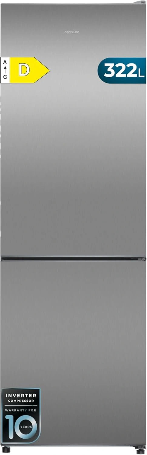 Frigor¨ªfico Combi Cecotec 322L Inox con Multi Airflow y HumidityFlex