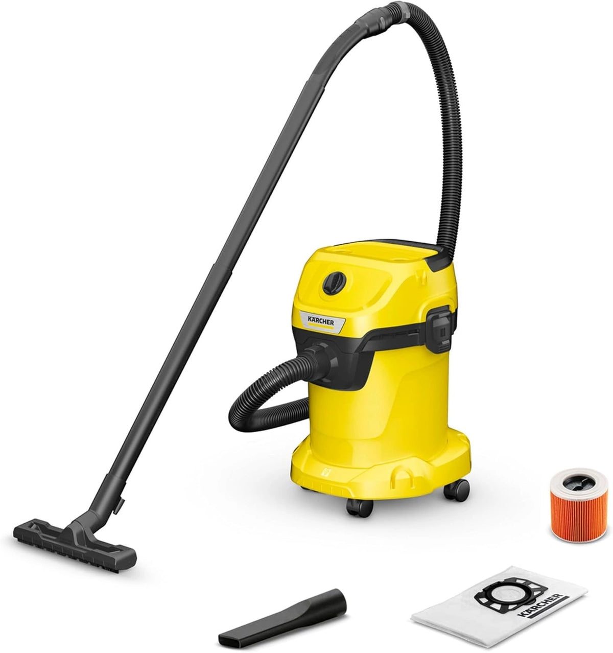 K?RCHER Aspirador Multifunci¨®n WD 3 - Seco y H¨²medo, 1000 W, Dep¨®sito 17L, Manguera 2M, Cable 4M, Enchufe y Filtro Cartucho, Funci¨®n Soplado