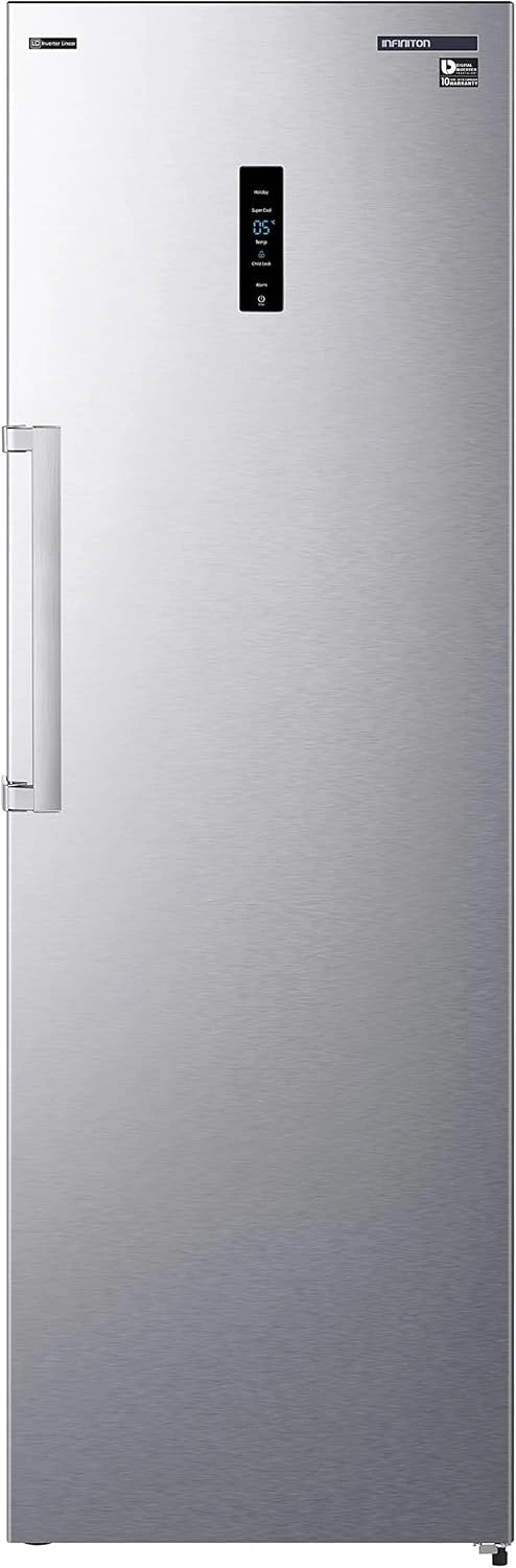INFINITON CL-85EH - Frigor¨ªfico de una puerta, capacidad 370L, tecnolog¨ªa Inverter, No Frost, compresor con 10 a?os de garant¨ªa, acabado en acero inoxidable