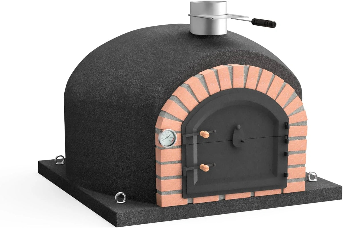 Horno Exterior de Le?a MOVELAR con Aislamiento T¨¦rmico, Negro, 100x100x65 cm