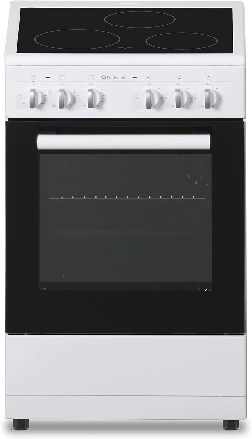 Cocina El¨¦ctrica Vitrocer¨¢mica Blanca 50cm con Horno y Grill Solthermic