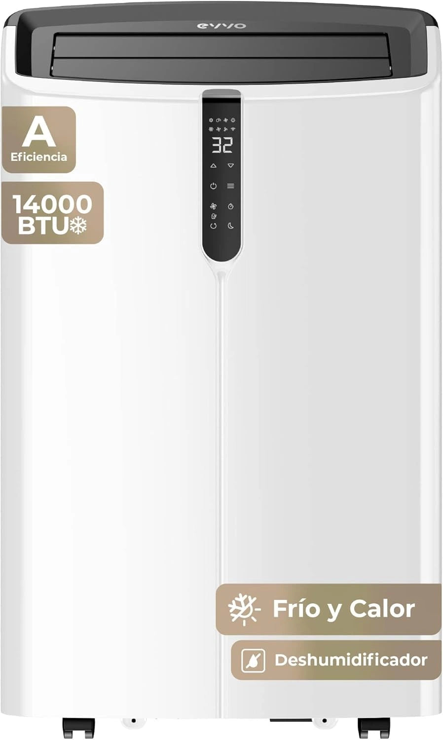 EVVO Clima Silent - Aire Acondicionado Port¨¢til 14000 BTU con Calefacci¨®n, Deshumidificador y Modo Silencioso, Incluye Kit de Ventana