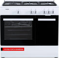 Cocina de Gas Butano 5 Fuegos Corber¨® 80x90x60 cm, Horno 60L, Wok Izquierda, Blanco