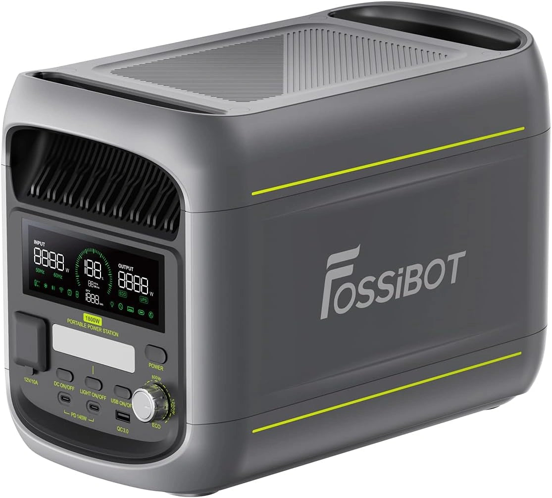 Central El¨¦ctrica Port¨¢til FOSSiBOT F1800 1024Wh, LiFePO4 1800W con Control App para Viajes y Emergencias