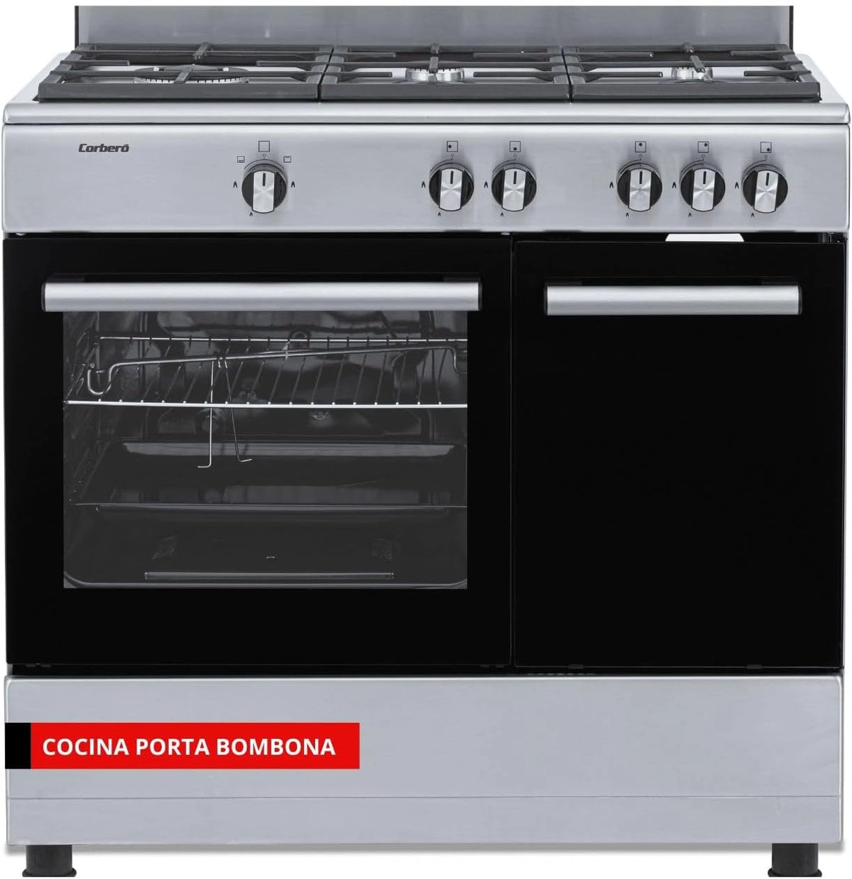 Cocina de Gas Butano 5 Quemadores Corber¨® con Horno 60L y Funci¨®n Wok