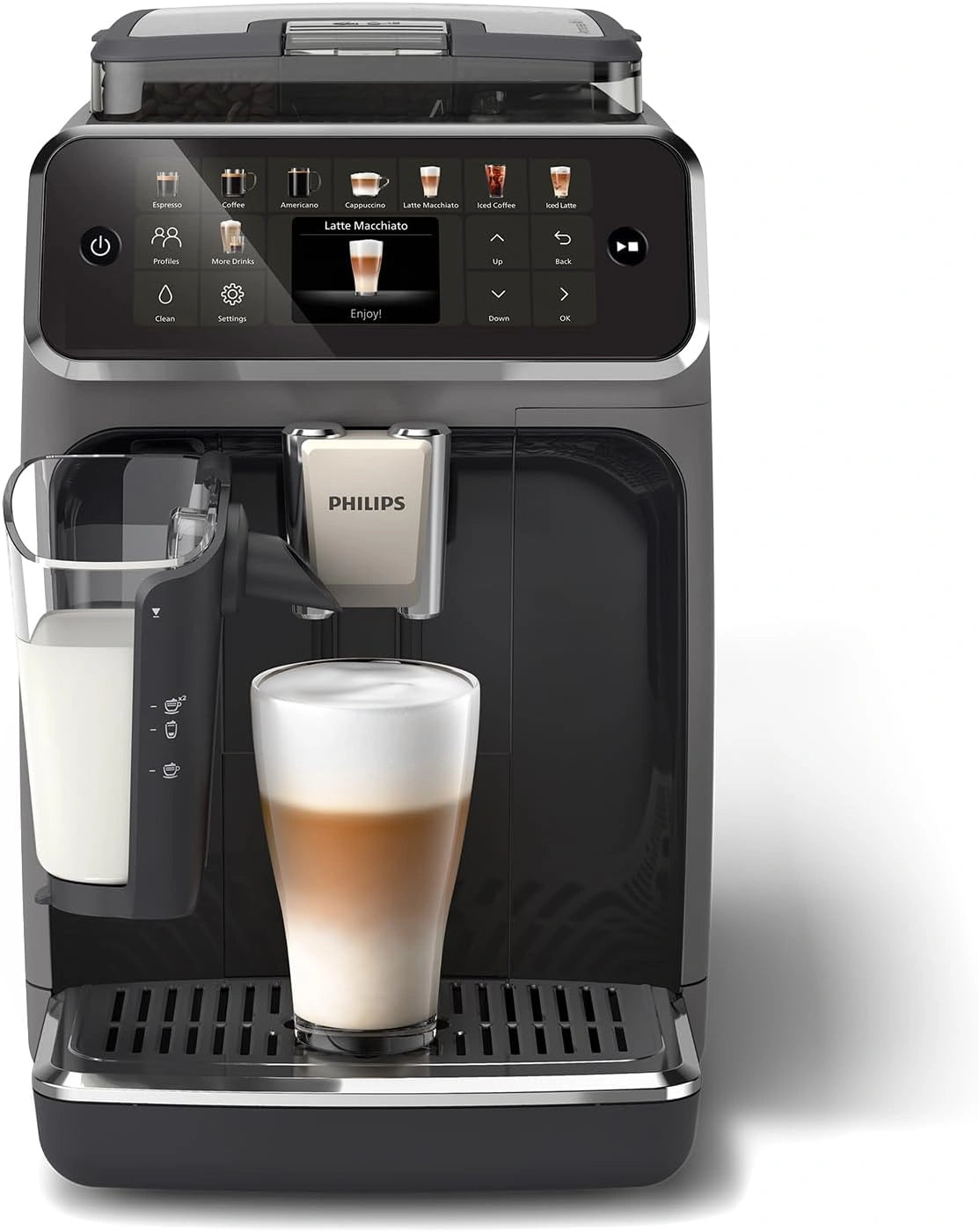 PHILIPS Cafetera Espresso Autom¨¢tica Serie 5500, 20 Variedades de Caf¨¦, Sistema LatteGo F¨¢cil de Limpiar, 40% M¨¢s Silenciosa, QuickStart, Gris