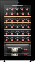 Vinoteca Candy CWC034, 34 Botellas, Wi-Fi, Puerta Reversible, 5 Baldas, Anti-UV, Compresor Antivibraci¨®n, LED, Control Digital, Negro