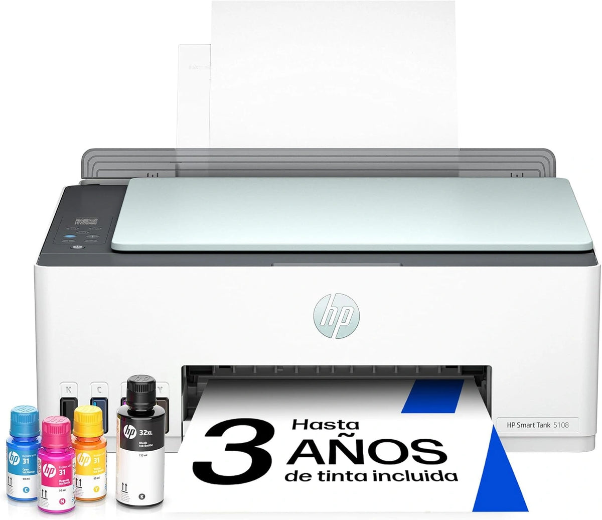 HP Impresora Multifunci¨®n Smart Tank 5108 Wi-Fi, Dep¨®sito Recargable, Tinta Incluida hasta 3 A?os