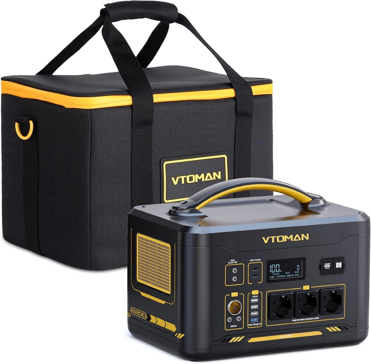 VTOMAN Jump 2200 Generador Solar Port¨¢til 1548Wh, Bater¨ªa LFP, Salidas DC y AC 2200W para Camping y Emergencias