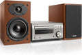 Mini Sistema de Audio Denon D-M41 con Radio DAB y 2x30W, Acabado Plata/Cerezo