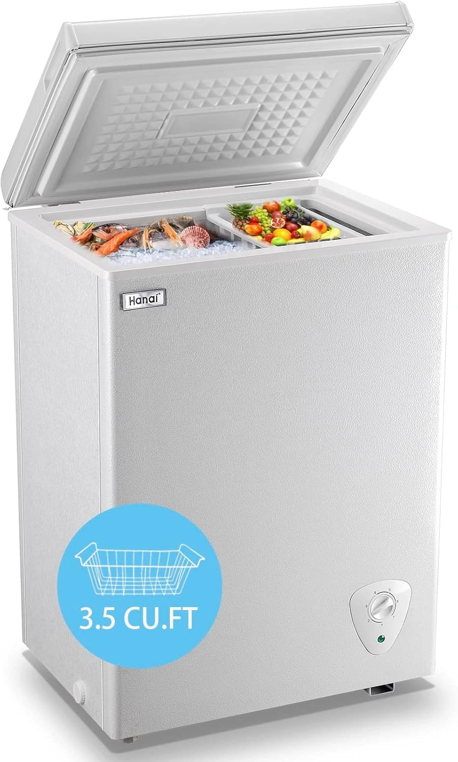 Congelador Horizontal 99L, Silencioso y Eficiente, con Cesta Extra¨ªble y 7 Niveles de Temperatura, Blanco